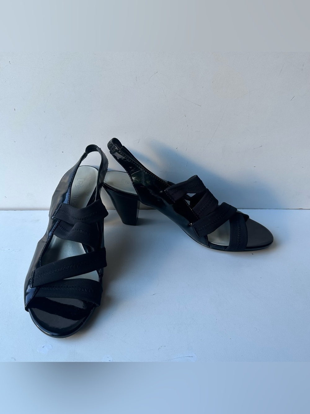 New Relativity Wms Black Patent Leather Strappy Slingback Sandals Cypress 6